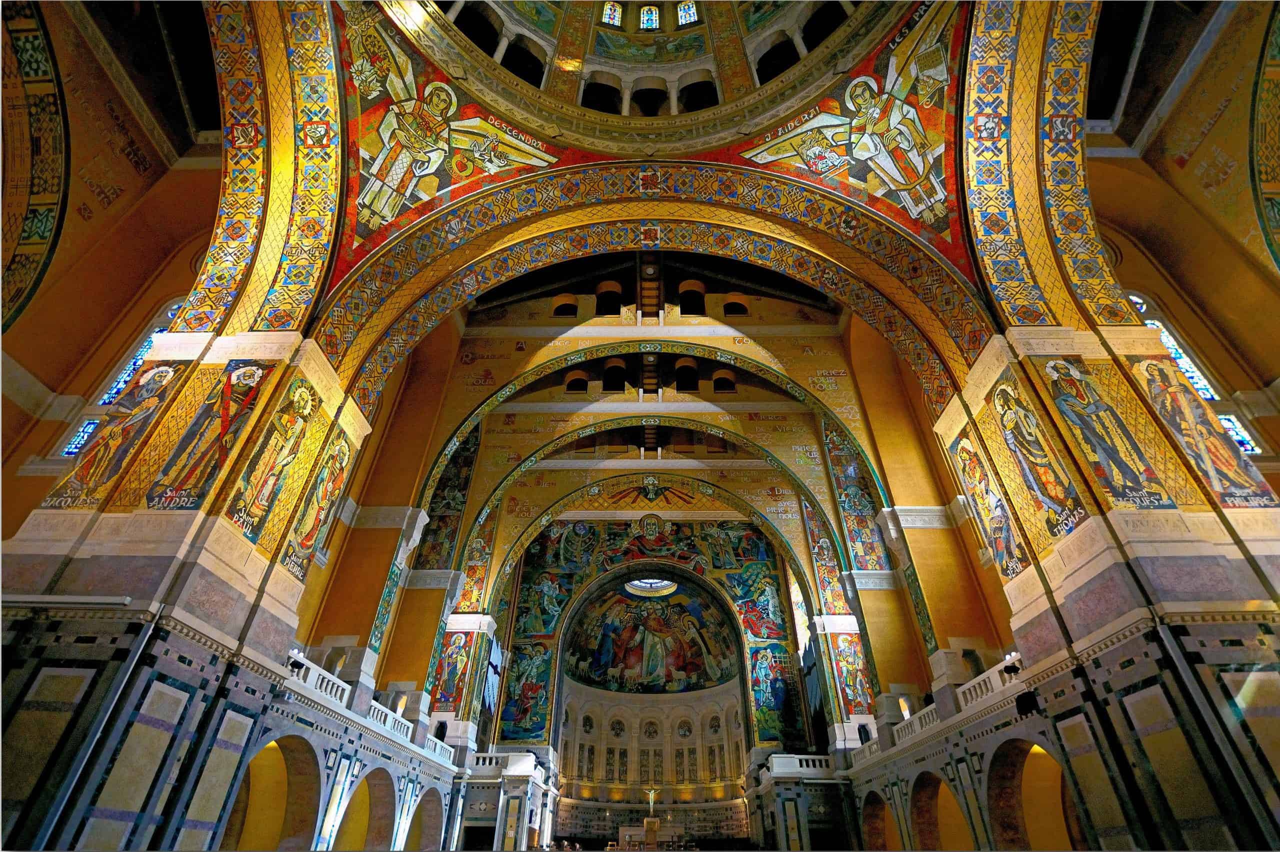 Inside the Basilica of Saint Therese of Lisieux, one of the top France pilgrimage sites.