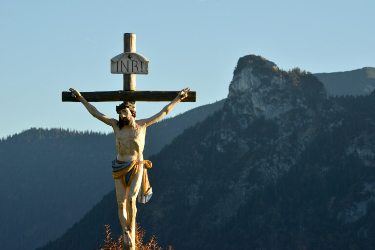 A large crucifix is seen in Oberammergau, Germany, where Father Eric will lead a pilgrimage in July, 2022.